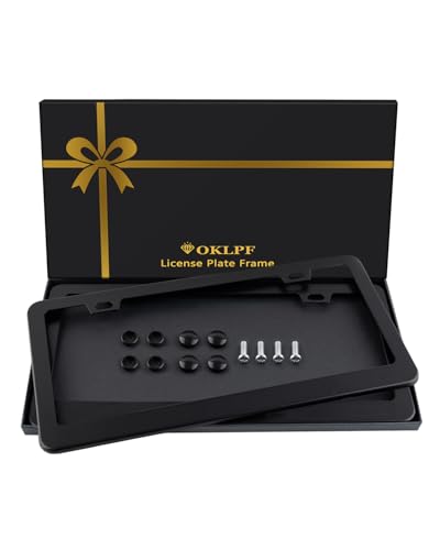 2 Pack Black License Plate Frame (2 Holes Black)