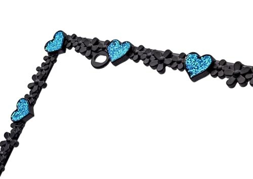 3D Shining Daisy Heart License Plate Frame from Pure Zinc Alloy Metal Perfect Plate Holder (Matt Black with Blue Glitter, Luminously Heart)