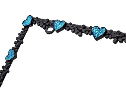 3D Shining Daisy Heart License Plate Frame from Pure Zinc Alloy Metal Perfect Plate Holder (Matt Black with Blue Glitter, Luminously Heart)