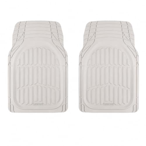 MotorTrend FlexTough White Car Floor Mats Rubber All Weather Automotive 2pc (2pc Front (Sedan, Compact) / White)