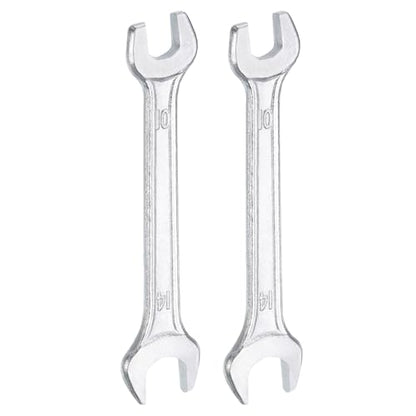 2pcs Double Open End Wrench 10mm x 14mm Metric 15 Degree Offset Angle Small Flat Head Wrench Galvanizing Open Ended Spanner for Automotive Repair Furniture Assembly (10mm x 14mm)