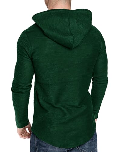 Mens Fashion Athletic Hoodies Sport Sweatshirt Solid Color Fleece Pullover Dark Green XX (XX-Large / Dark Green)