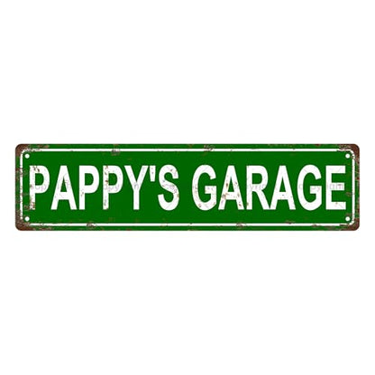 PAPPY'S GARAGE SPACE Metal Tin Street Sign Bar Cafe Garage Cave Home Room Wall Bathroom Farmhouse Garden Porch Patio Decor (PAPPY'S GARAGE)