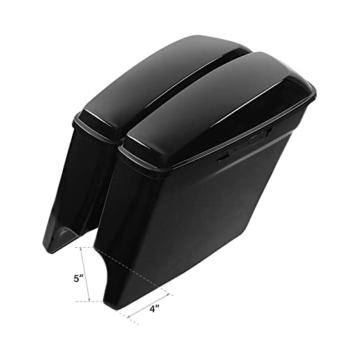 Motorcycle 5" Stretched Saddlebags Fit For Harley Touring 2014 (5" Stretched-Vivid Black W/ No Latches)