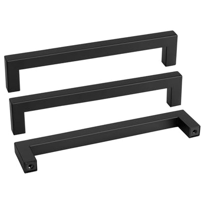 200 Pack 8 Inch Black Cabinet Handles Kitchen Drawer Pulls (Matte Black / 8 Inch Hole Centers)