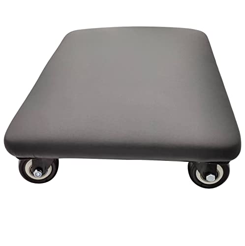 Roller Seat 360 Degree Rotating Low Stool with Wheel Chair PU Leather Universal Swivel Wheels Stool for Home Office Fitness and Garage (Rectangle Black)