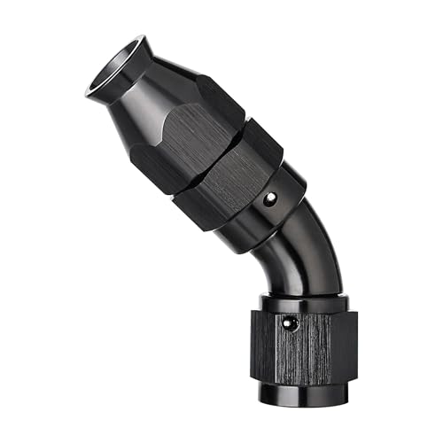 4AN 45 Degree PTFE One Piece Full Flow End Hose Fitting Aluminum Black (4AN / 45 Degree)