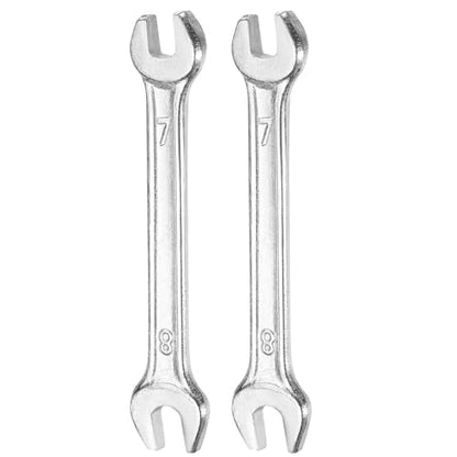 2pcs Double Open End Wrench 7mm x 8mm Metric 15 Degree Offset Angle Small Flat Head Wrench Galvanizing Open Ended Spanner for Automotive Repair Furniture Assembly (7mm x 8mm)
