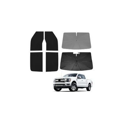 Windshield Sun Shade Umbrella for Toyota Tacoma Double Cab 2016 2017 2018 2019 2020 2021 2022 2023 Rear Window Shades 100% UV Protection and Blackout Privacy 5PCS Car Window Covers Accessories (5-Piece Set | Fits Toyota Tacoma 2016-2023)