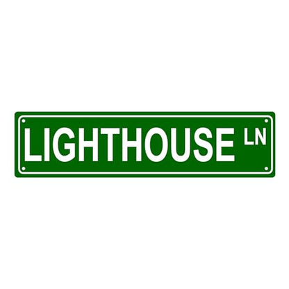 LIGHTHOUSE LN SPACE Metal Tin Street Sign Bar Cafe Garage Cave Home Room Wall Bathroom Farmhouse Garden Porch Patio Decor (LIGHTHOUSE)