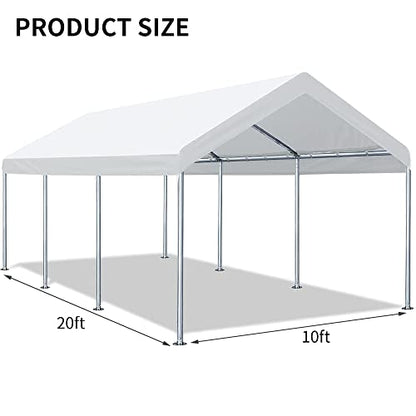 10'x20' Carport Canopy Replacement Cover White (White / 10'x20')