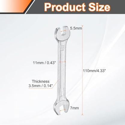 5pcs Double Open End Wrench 5.5mm x 7mm Metric 15 Degree Offset Angle Small Flat Head Wrench Galvanizing Open Ended Spanner for Automotive Repair Furniture Assembly (5.5mm x 7mm)