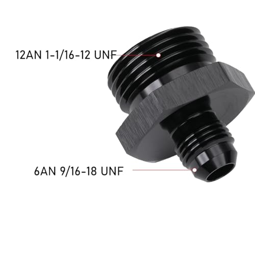6AN Male Flare to 12AN ORB O (6AN to 12AN ORB / Black - 2PCS)