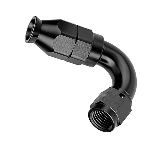 4AN 120 Degree PTFE One Piece Full Flow End Hose Fitting Aluminum Black (4AN / 120 Degree)