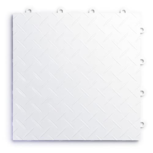 SnapLock RaceDeck Diamond 12"x12" Interlocking Garage Tiles (12 Pack / White)
