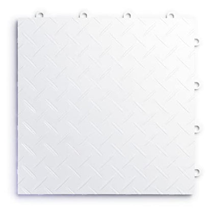 SnapLock RaceDeck Diamond 12"x12" Interlocking Garage Tiles (12 Pack / White)