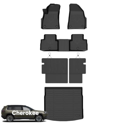 Floor Mats & Seatback Cargo Liner for 2026 Jeep Cherokee Hybrid (BLACK)