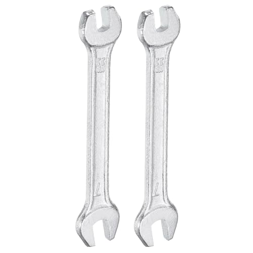 2pcs Double Open End Wrench 5.5mm x 7mm Metric 15 Degree Offset Angle Small Flat Head Wrench Galvanizing Open Ended Spanner for Automotive Repair Furniture Assembly (5.5mm x 7mm)