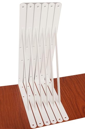6 Pack L18 x H 12" White Heavy Duty Shelf Brackets with Screws Metal Shelf Brackets Shelf Support Angle Brackets for Shelves L Brackets Heavy Duty Floating Shelf (6 Pack-White / 18''x12'')