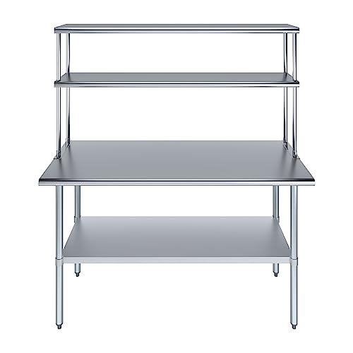 Stainless Steel Work Table Double Tier Overshelf (24" x 60" Work Table + 12" Overshelf)