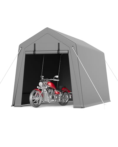 7 x 12 ft Carport Storage Shed (PE Carport / 7x12FT / Gray)