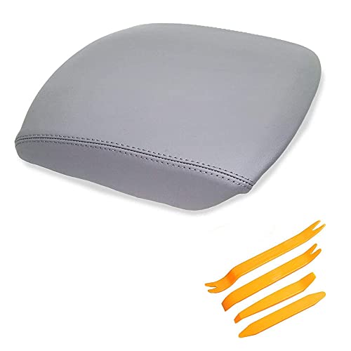 Leather Console Lid Armrest Cover Fits for Pilot 2009 (Gray)