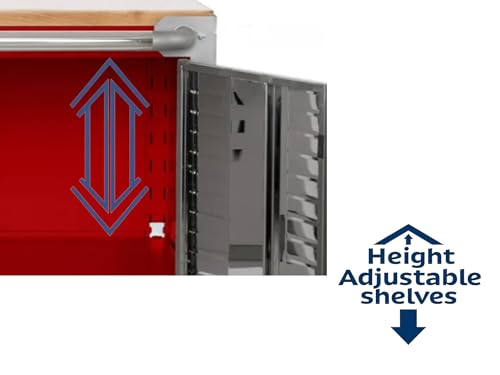 Heavy Duty Rolling Storage Cabinet with Wheels and Drawers (2 Door (28" W x 18” D x 34.5" H) / Red)