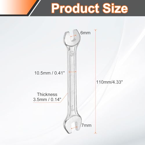 5pcs Double Open End Wrench 6mm x 7mm Metric 15 Degree Offset Angle Small Flat Head Wrench Galvanizing Open Ended Spanner for Automotive Repair Furniture Assembly (6mm x 7mm)