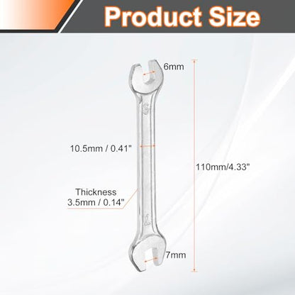 5pcs Double Open End Wrench 6mm x 7mm Metric 15 Degree Offset Angle Small Flat Head Wrench Galvanizing Open Ended Spanner for Automotive Repair Furniture Assembly (6mm x 7mm)