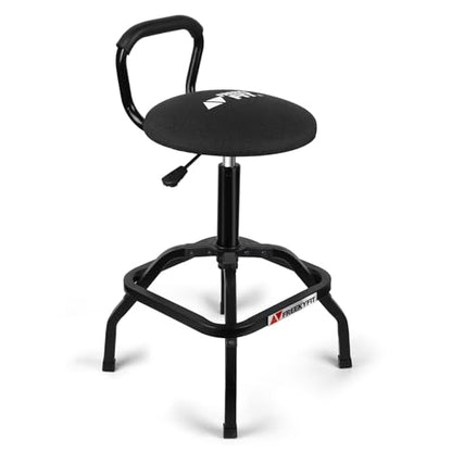Garage Stool Adjustable Height Swivel Work Mechanic Shop Stool with Backrest (Black)