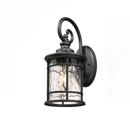 Outdoor Lights for House (Black - Water Ripple Glass / 12.4 Inch)