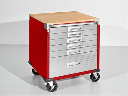 Heavy Duty Rolling Storage Cabinet with Wheels and Drawers (6 Drawer (28" W x 25" D x 34.5" H) / Red)