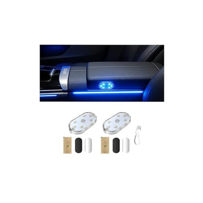 2PCS Car LED Lights Interior Wireless (Blue / Magnetic)