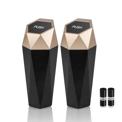 Car Trash Can with Lid (Gold-2Pcs)