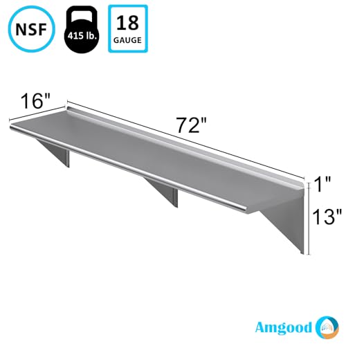 16 in. x 72 in. Stainless Steel Wall Mount Shelf (16 in. x 72 in.)