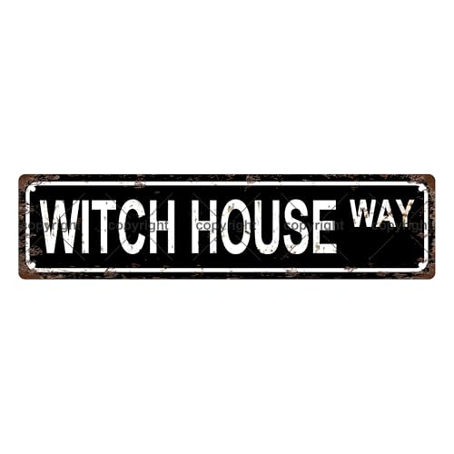 WITCH HOUSE WAY SPACE Metal Tin Street Sign Bar Cafe Garage Cave Home Room Wall Bathroom Farmhouse Garden Porch Patio Decor (WITCH HOUSE)