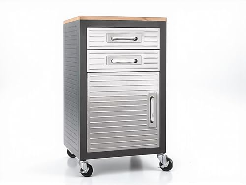 Heavy Duty Rolling Storage Cabinet with Wheels and Drawers (1 Door, 2 Drawer (20" W x 18" D x 34.7" H) / Graphite)