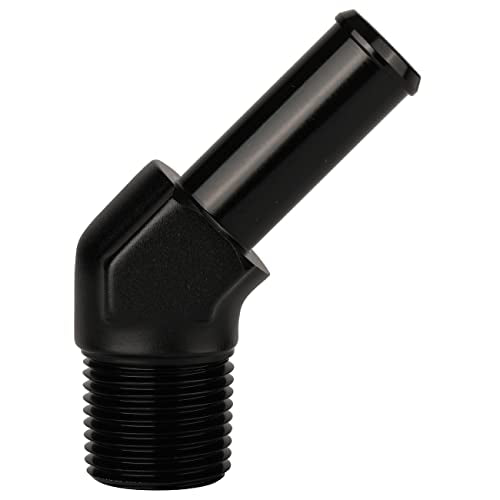 3 8 NPT Male to 1 (3/8 NPT to 1/2 Barb / Black - 45 Degree)