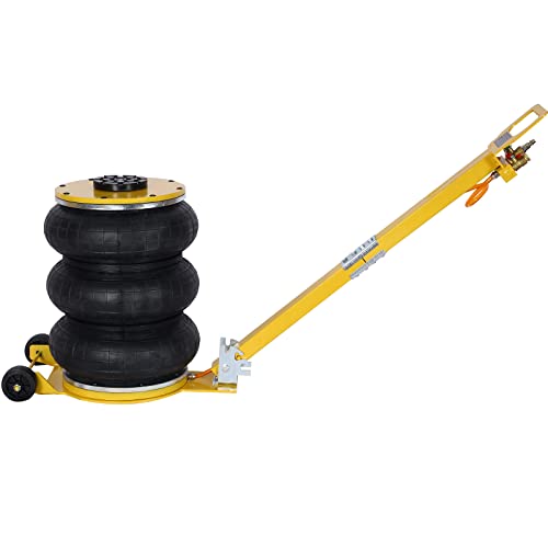 5T Triple Bag Air Jack 11000lbs Pneumatic Jack 3s Fast Lift Up 16in Airbag Jack with Adjustable Long Handle Heavy Duty Triple Air Bag Jack Lift for Cars Garage (5 Ton / yellow)