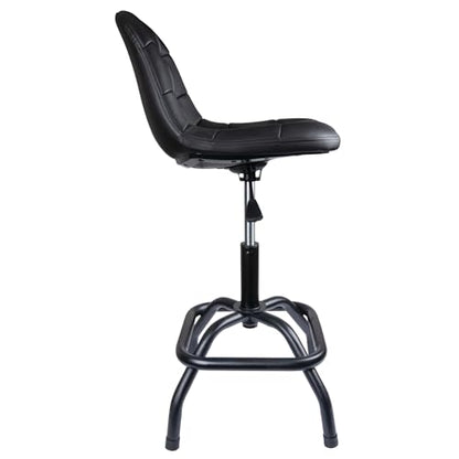 W85031 Pneumatic High Back Adjustable Swivel Bar Stool with Back Support for Home (High Back Pneumatic Shop Stool)