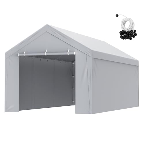Carport Replacement Canopy Cover Top + Side Wall 13 x 20 ft (Gray / 13x20ft)