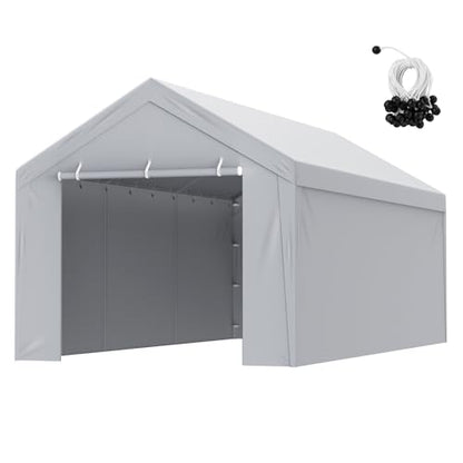 Carport Replacement Canopy Cover Top + Side Wall 13 x 20 ft (Gray / 13x20ft)