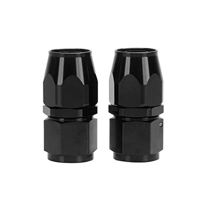 Swivel 6AN Fitting 0° Straight For CPE Braided Hose End Black 2Pcs (6AN 0° 2Pcs)