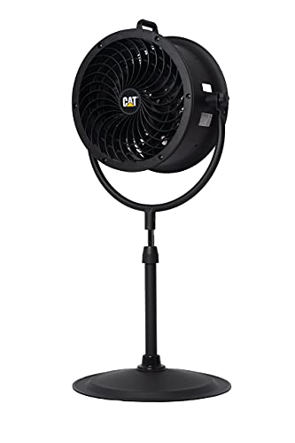 fans - 14”-Blade High-Velocity Pedestal Drum Fan Industrial Grade (Black, 4-in-1): 2,300 CFM, 4-Speed, 360 Degree Adjustable Tilt, Dual Ball Bearing Motor with Die-Cast Cover (HVPD-14AC-BLK) (Black / Pedestal)