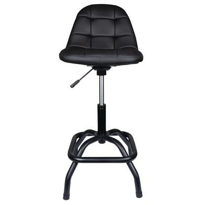 W85031 Pneumatic High Back Adjustable Swivel Bar Stool with Back Support for Home (High Back Pneumatic Shop Stool)