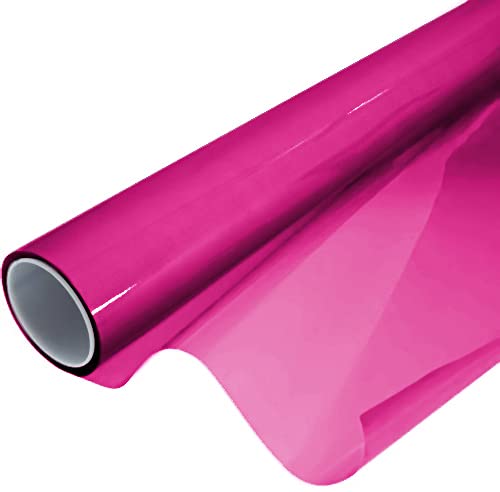 Extra Wide Headlight Taillight Vinyl Tint Wrap 16 Inch x 48 Inch Roll Including Yellow Detailer Squeegee & 2X Black Felt Edge Decals (16" x 48" + toolkit / Pink)