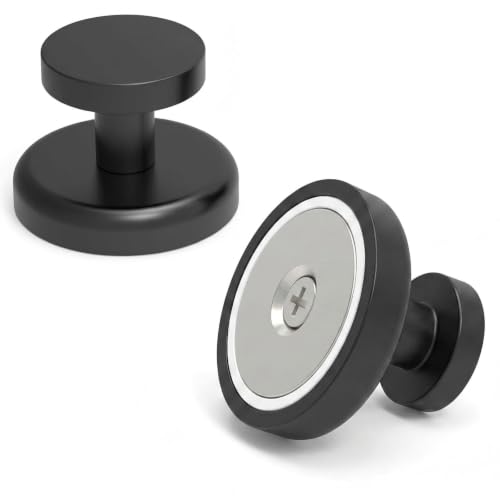Magnetic Hooks Heavy Duty 140LBS (Black Flat Hooks 2 Pack)