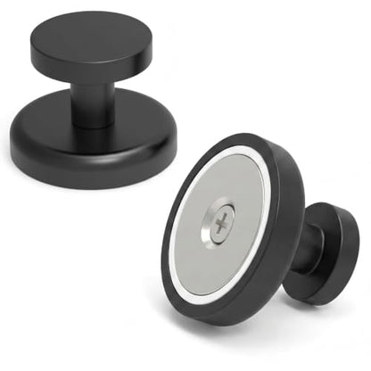 Magnetic Hooks Heavy Duty 140LBS (Black Flat Hooks 2 Pack)