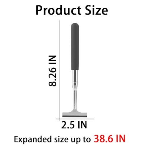 38.6 Inch Telescopic Side Mirror Glass Squeegee (Gray)