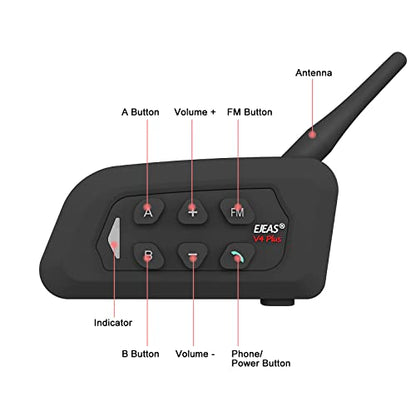 V4 Plus Motorcycle Bluetooth Headset (4 Pack)